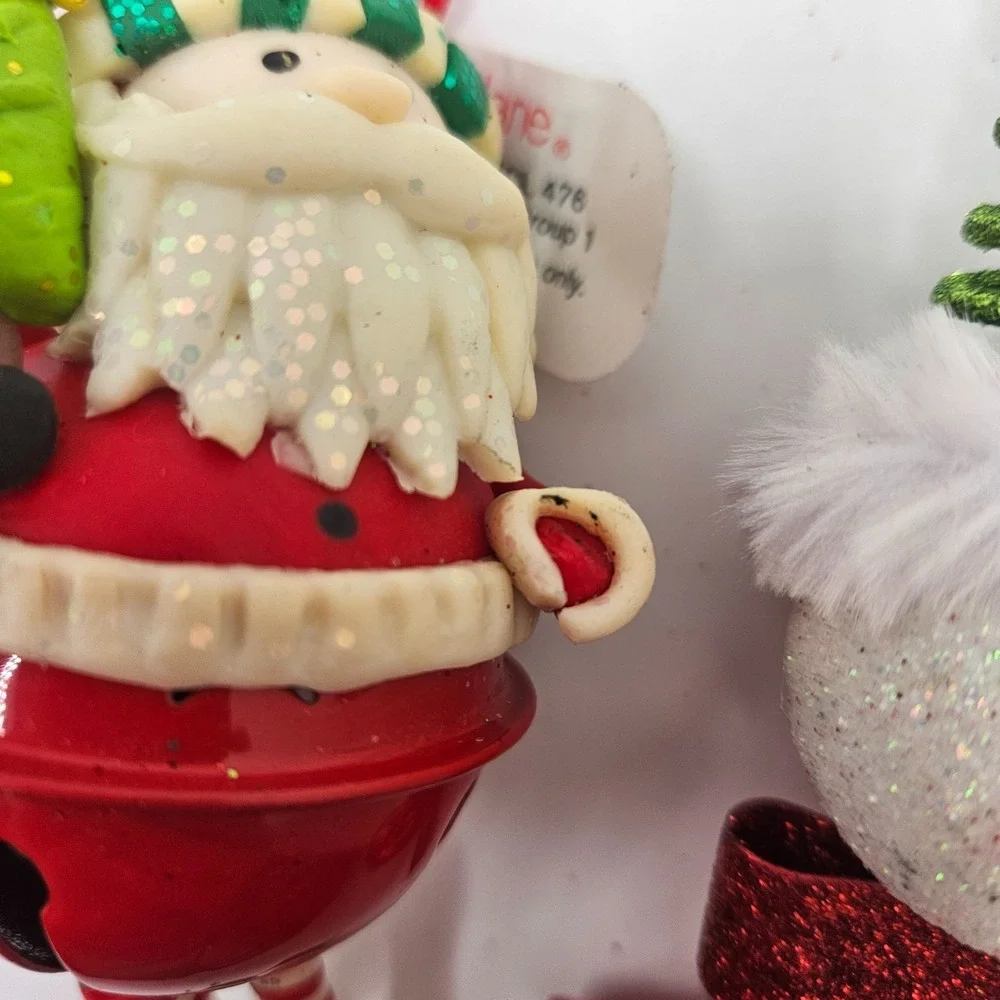 Vintage Jingle Bell Lane Christmas Ornaments‎ Lot Santa Snowman Dangling Legs